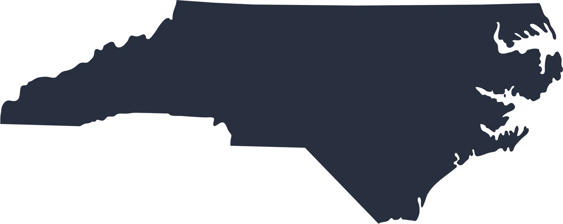 Dark blue icon of the state of North Carolina.